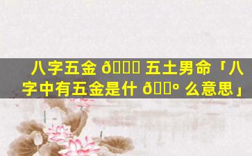 八字五金 🐝 五土男命「八字中有五金是什 🌺 么意思」